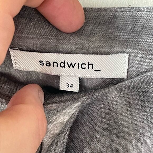 anthropologie Sandwich grey 100% linen skirt size XS - Picture 6 of 12